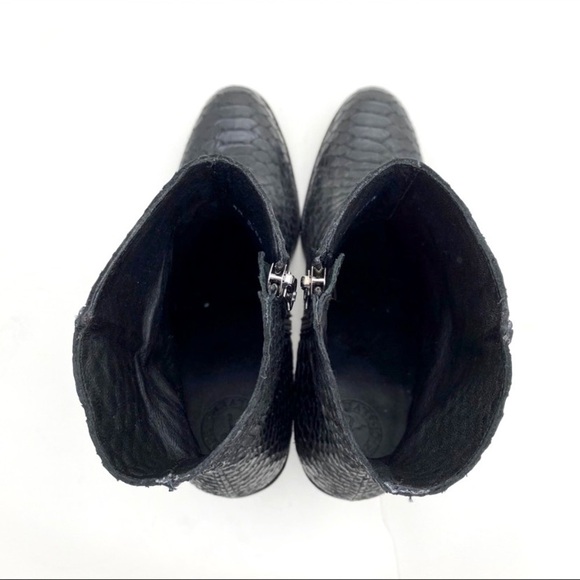 PENELOPE Chilvers Snakeskin Leather Western Moto Ankle Boot in Jet Black - Picture 7 of 9